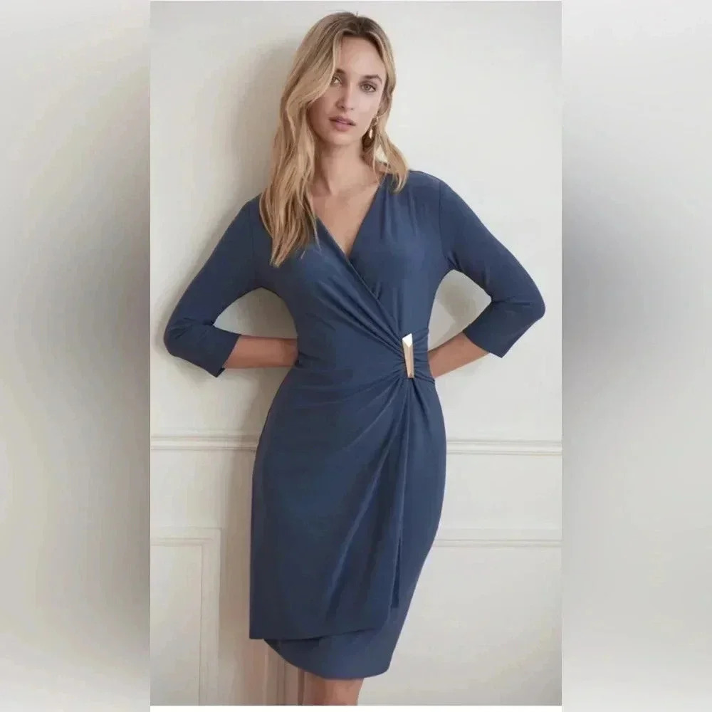 Joseph Ribkoff | Drape Front Dress - Picture 3 of 12